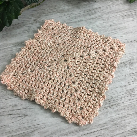 Cotton Crochet Peach Wash Cloth Dish Rag Handmade Absorbent Bath Kitchen - Picture 2 of 8